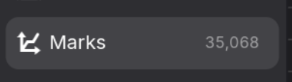 Screenshot of the marks tab with 35068 marks